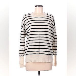 Cynthia Rowley 100% 2-ply cashmere black and white striped sweater size small.